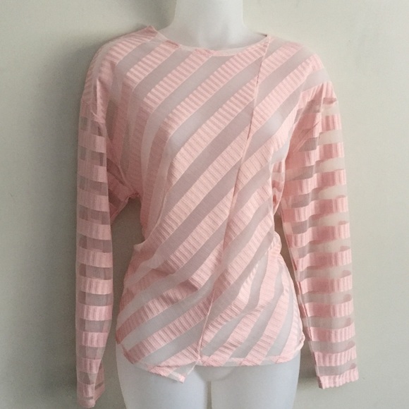 SOLD! ➳ Zara Sheer Striped Long Sleeve Blouse - Picture 6 of 8